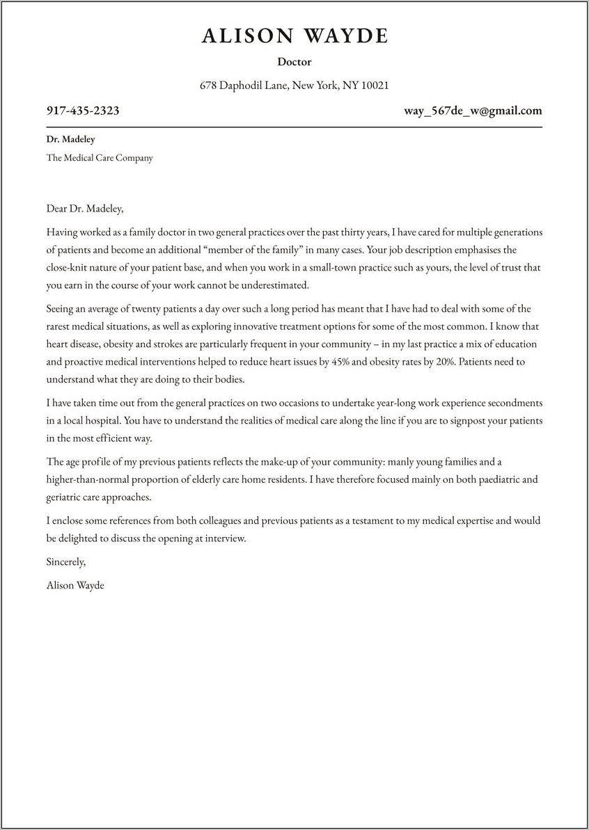 Physician Cover Letter Examples Resume