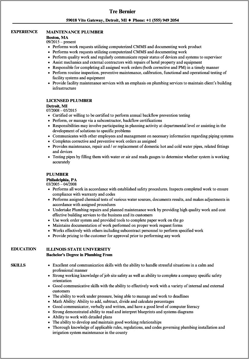 Plumber's Helper Resume Objective