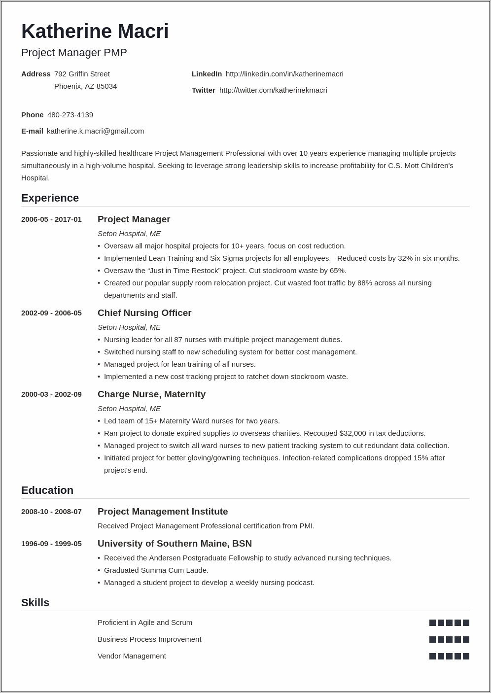 Portfolio Manager Description For Resume