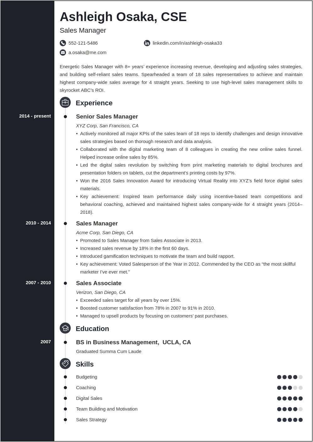 Professional Summary For Managers Resume
