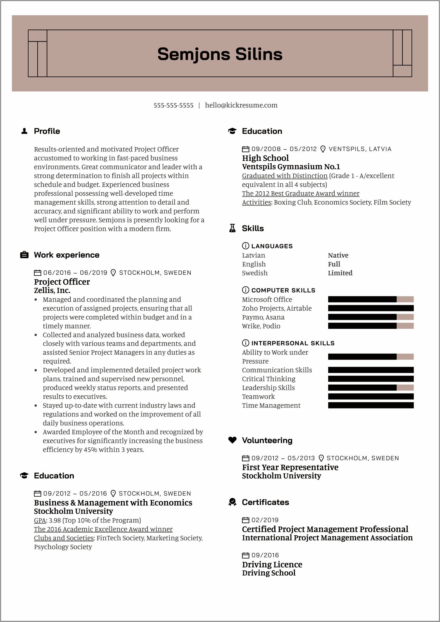 Project Controls Manager Resume Sample