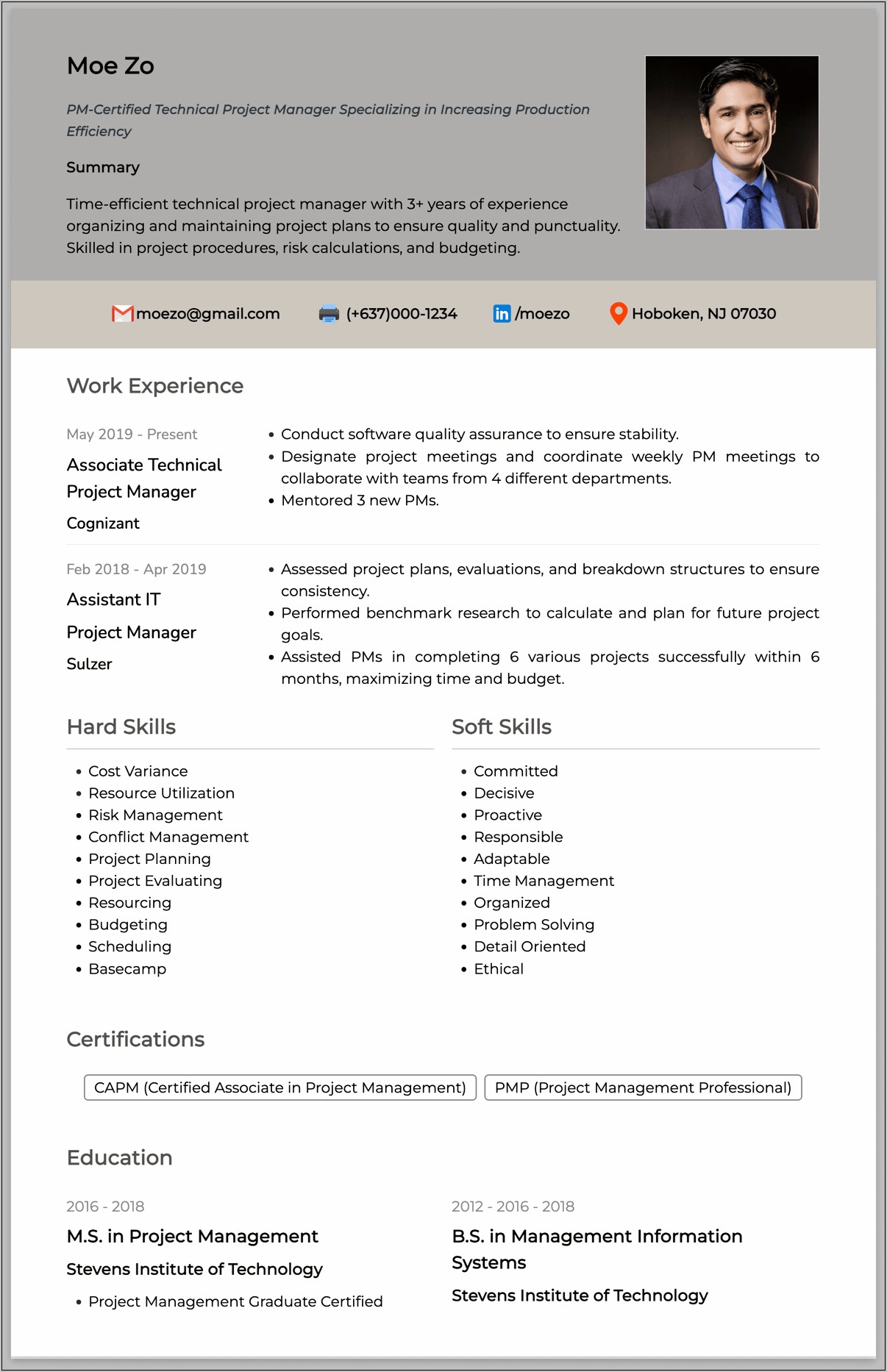 Project Management Teaching Assistant Resume