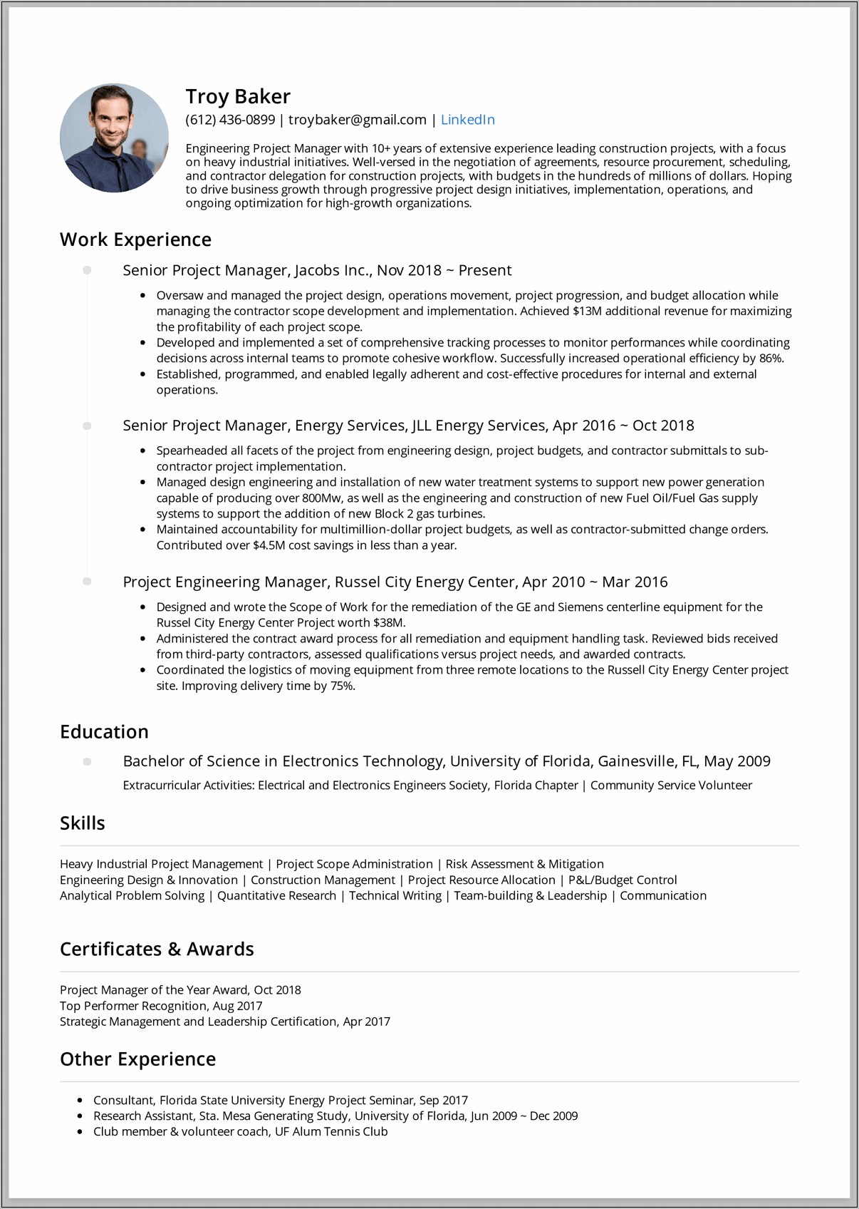Project Manager Resume Examples 2017