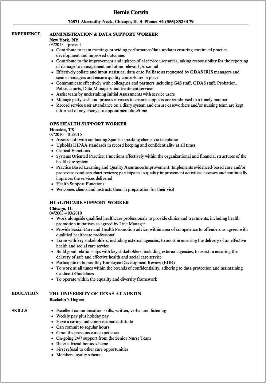 Psw Job Description Resume Sample