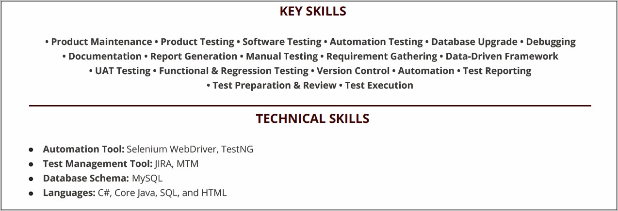 Qa Manual Testing Resume Samples