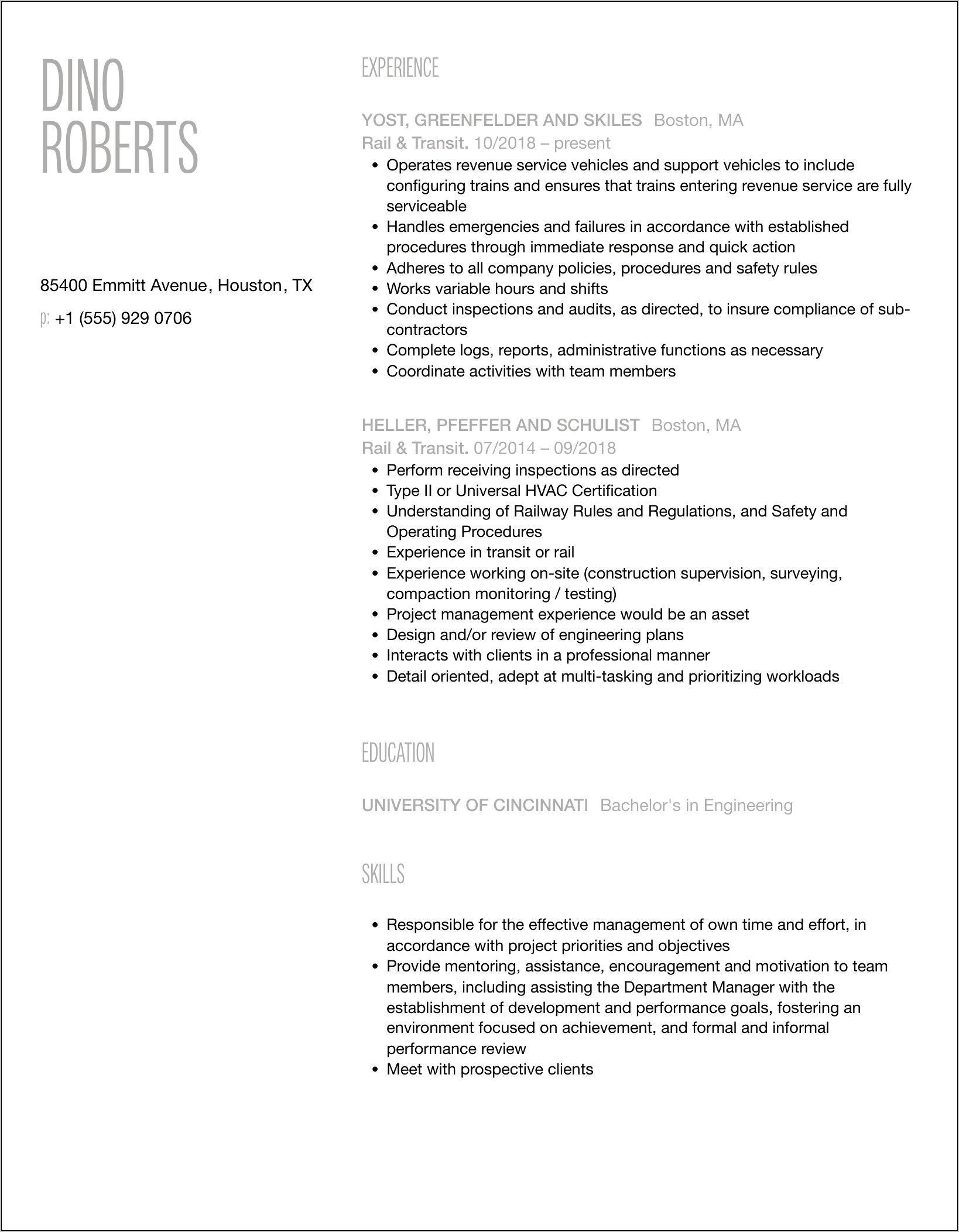 Railroad Conductor Resume Objective Examples