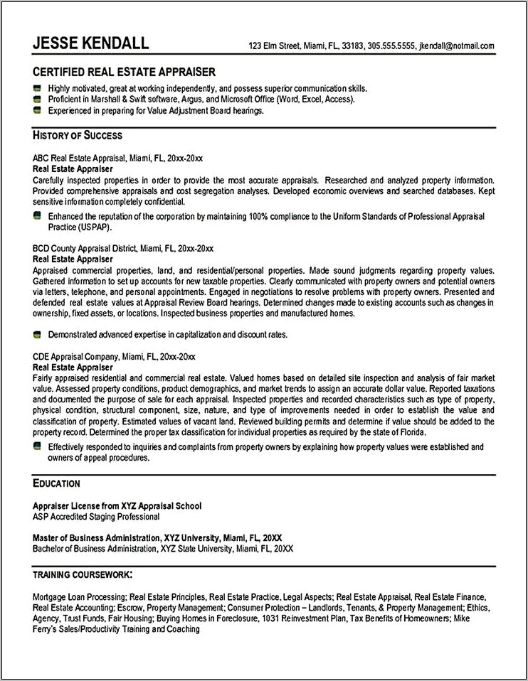 Real Estate Professional Objective Resume