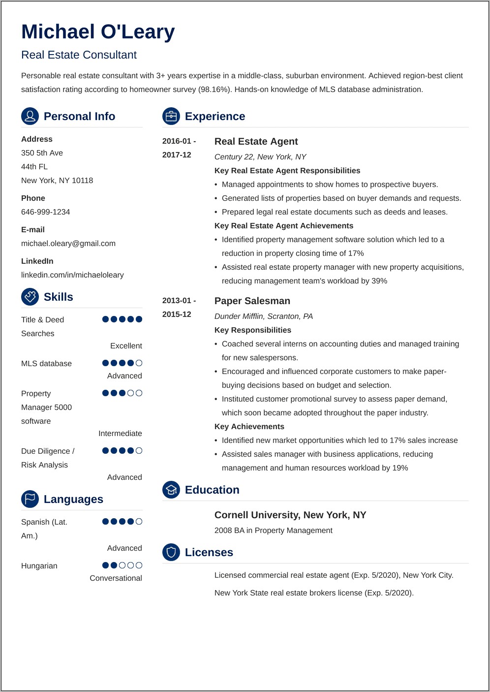 Realtor Job Description Resume Sample