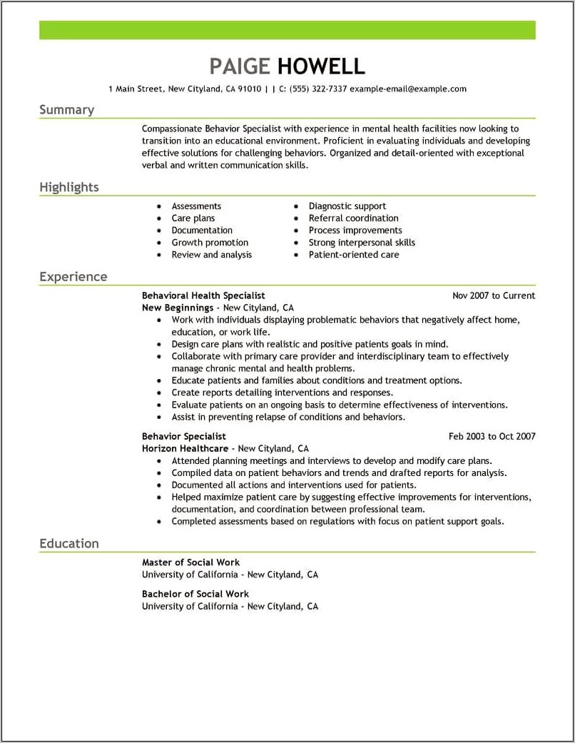 Referral Examples On A Resume