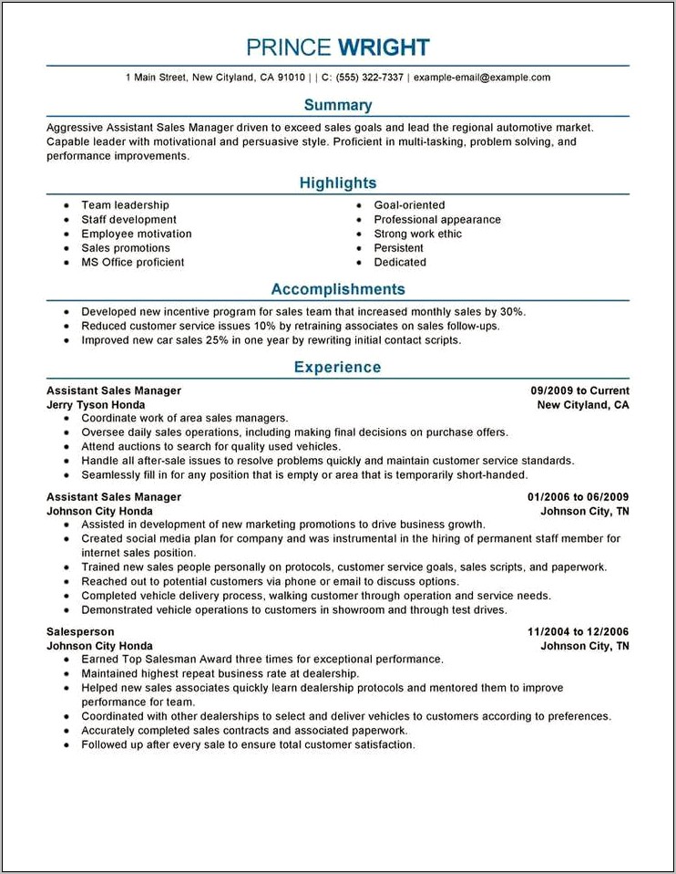 Regional Service Manager Resume Examples
