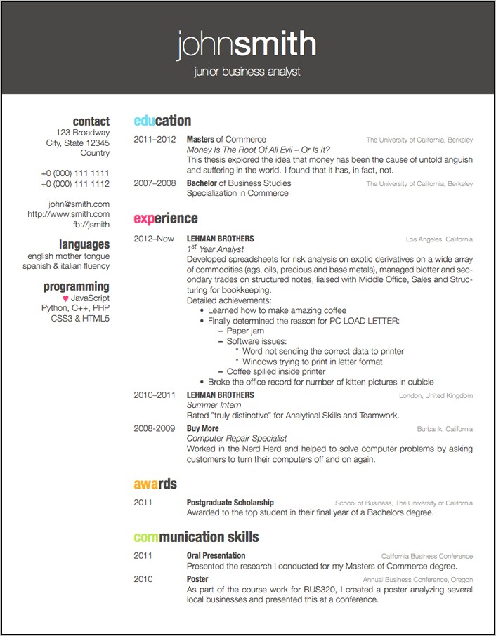 Related Coursework Resume Latex Example
