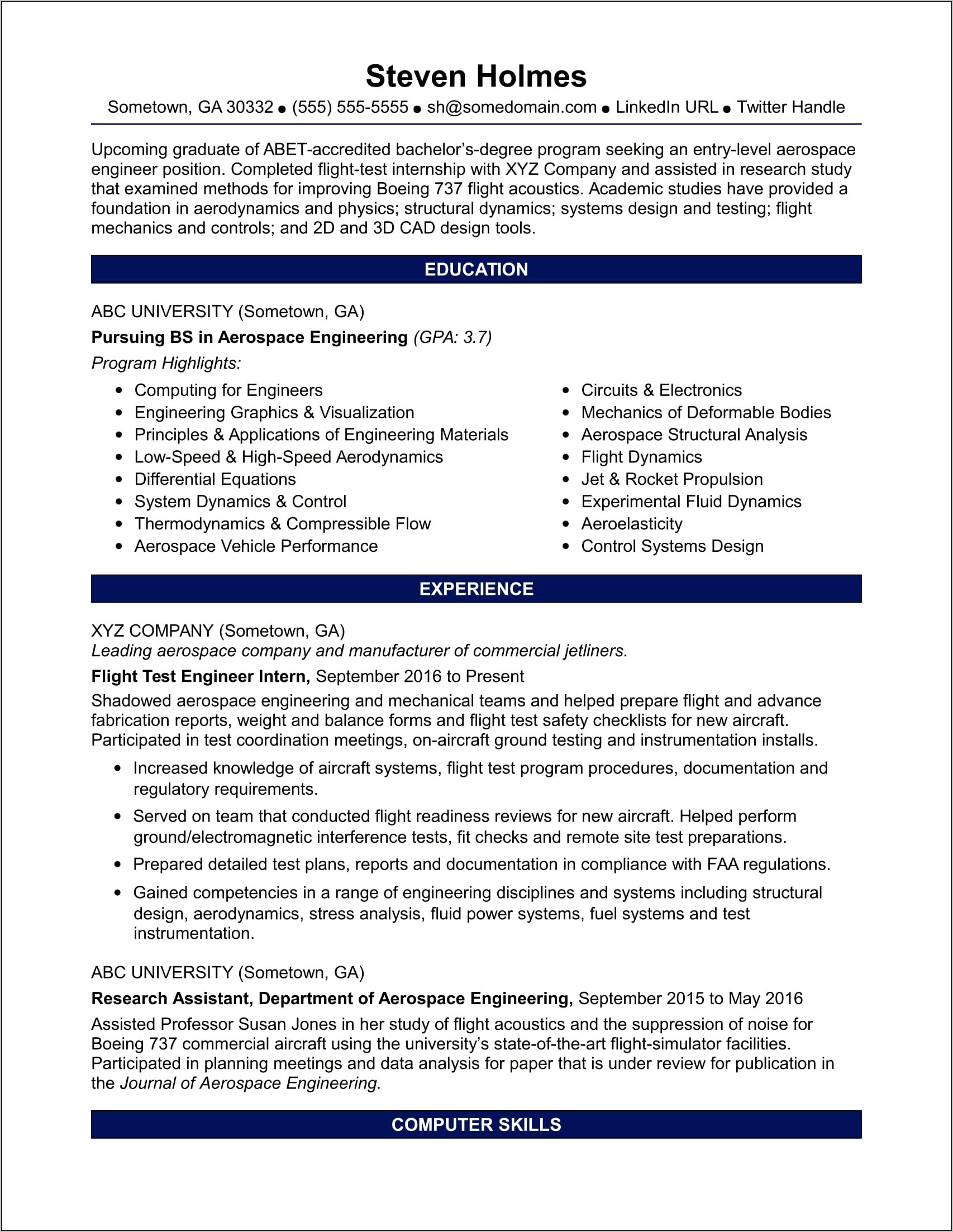 Research Experience Statement Example Resume