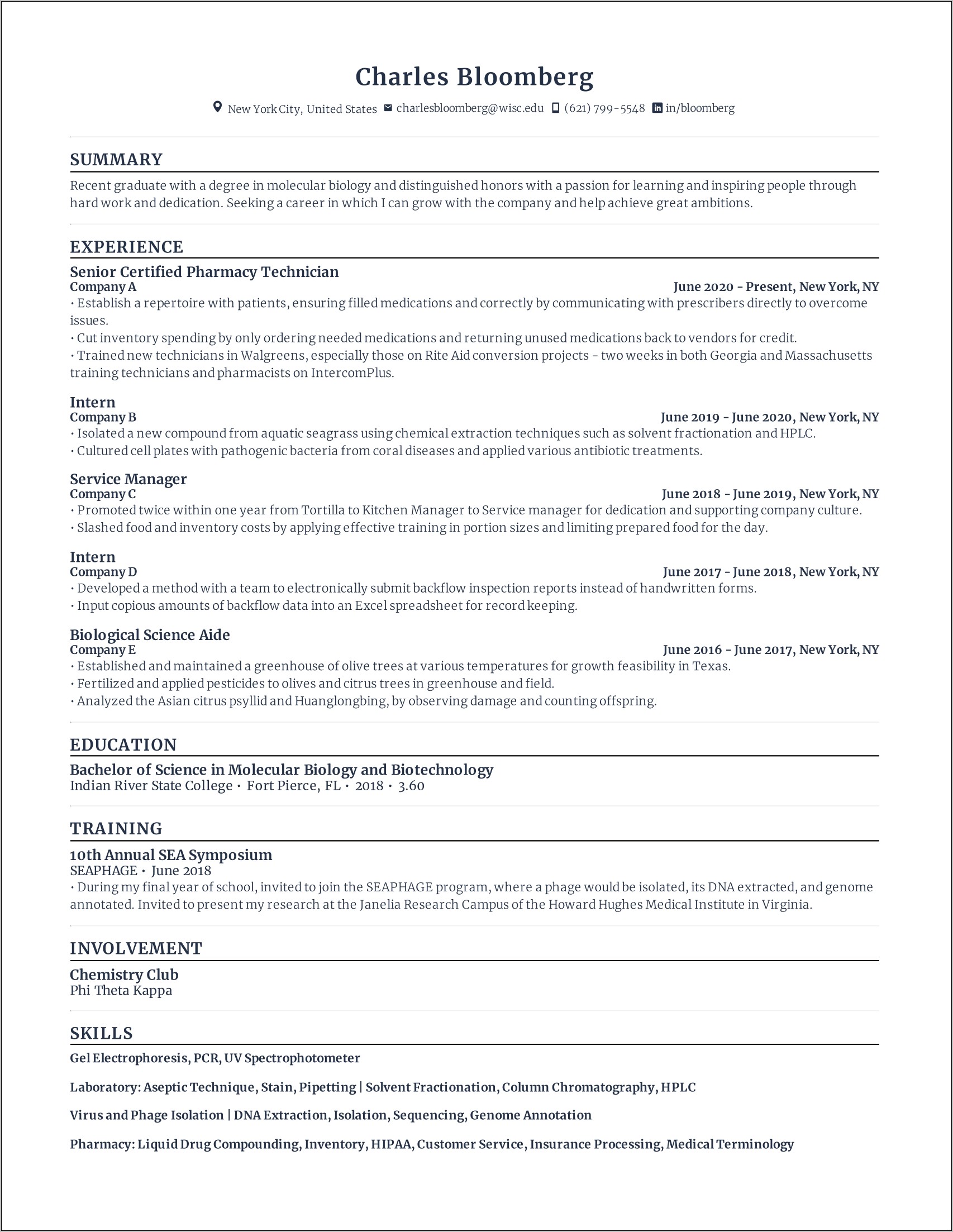 Research Technician Job Description Resume