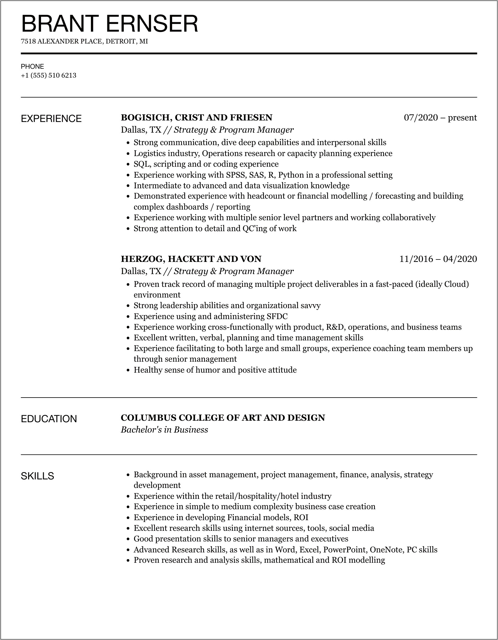 Resume Accomplishment Statements Program Manager