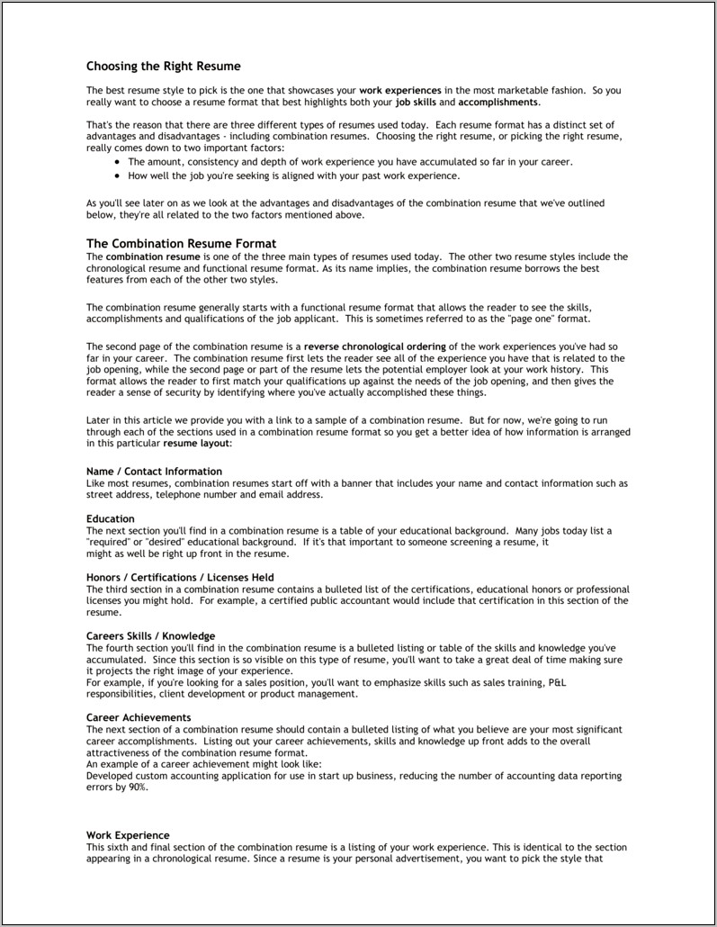 Resume Chronological With Two Jobs