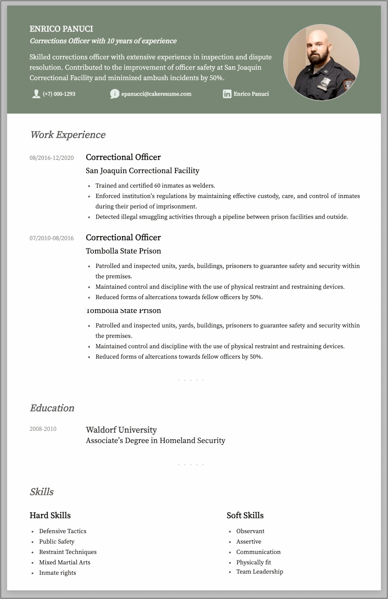 Resume Correctional Officer Objective Statement