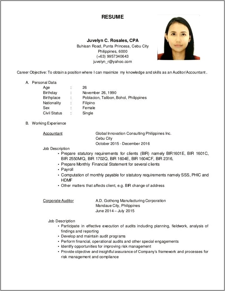 Resume Educational Background Sample Philippines