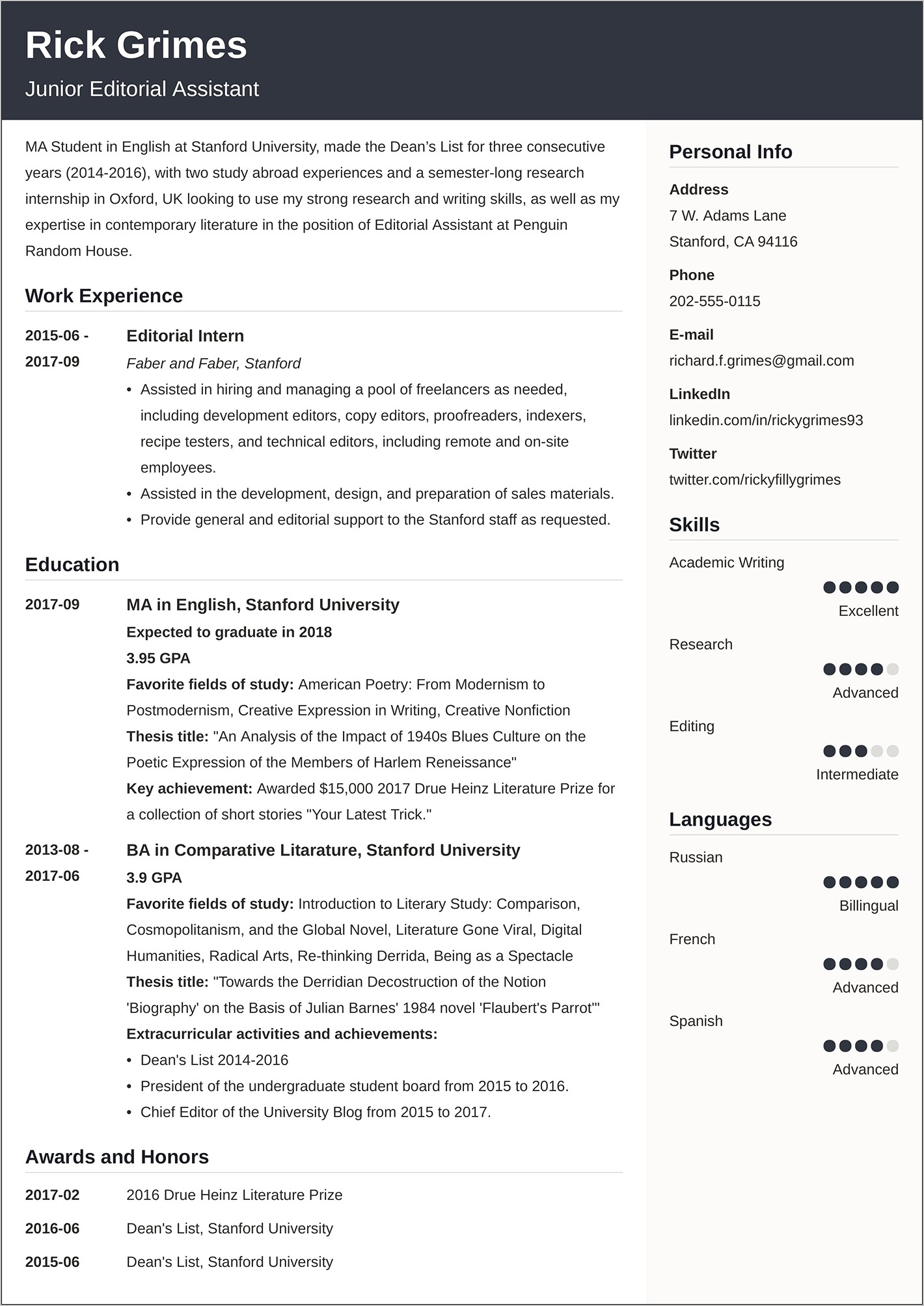 Resume Examples 2017 In Usa