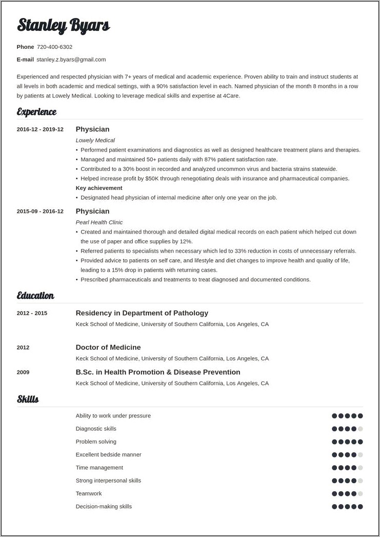 Resume Examples 2019 For Hr