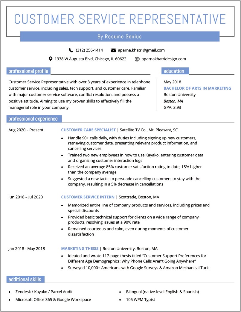 Resume Examples Customer Service Objective