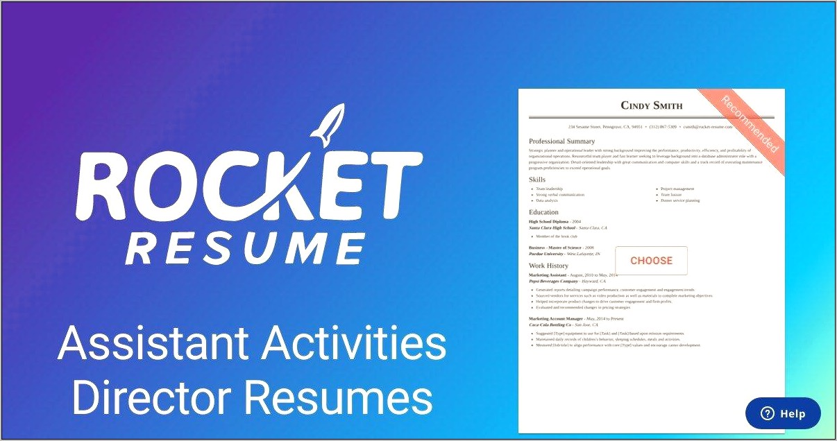 Resume Examples For Activities Director