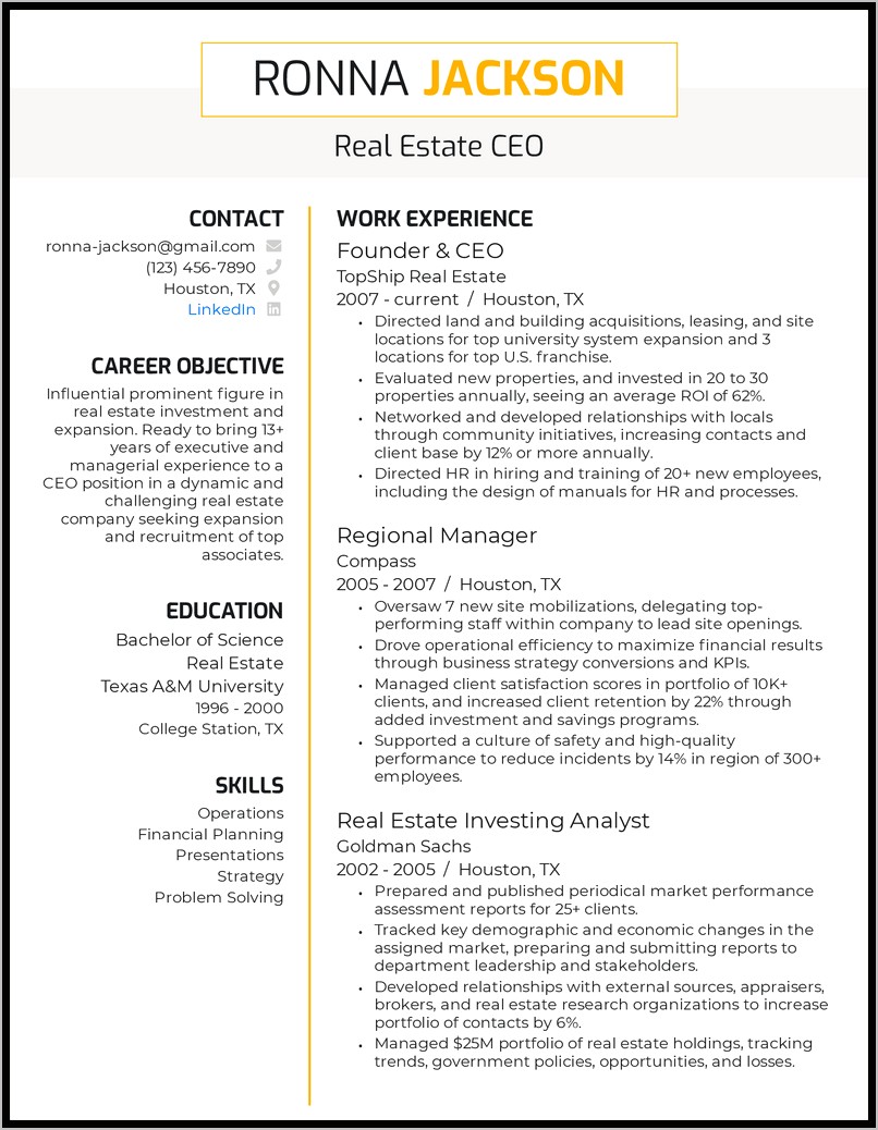 Resume Examples For Board Position