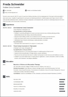 Resume Examples For Camp Counselor