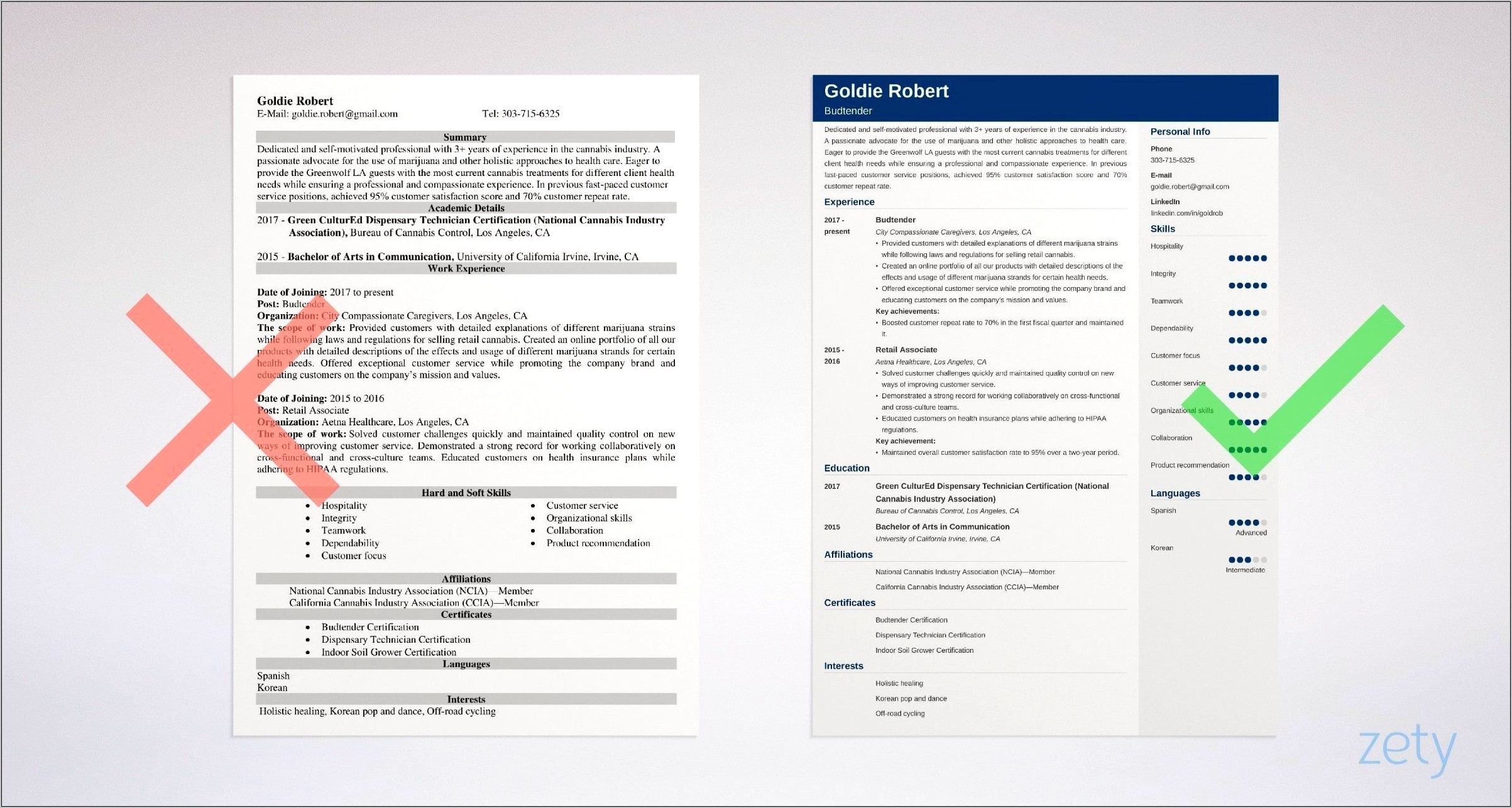 Resume Examples For Cannabis Jobs