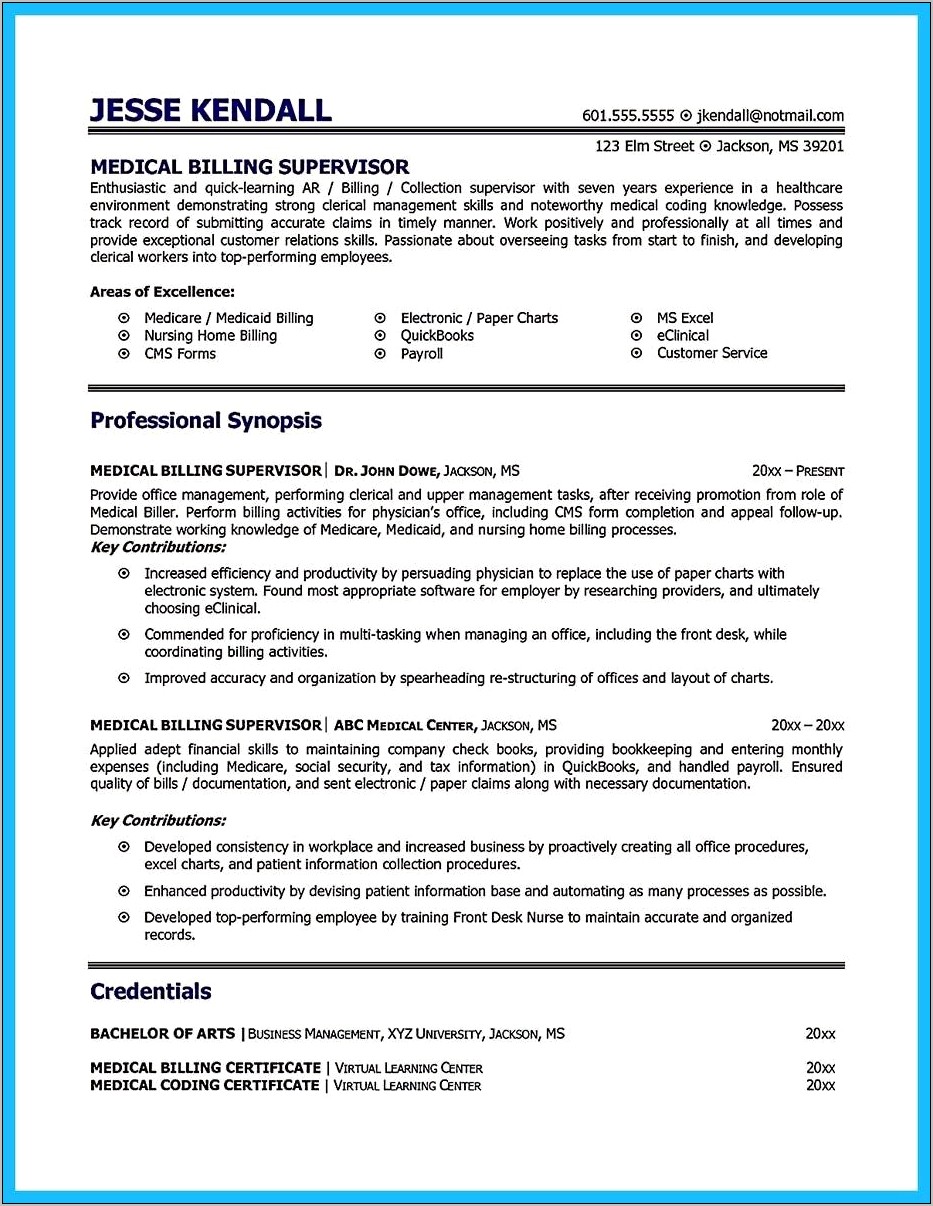 Resume Examples For Collections Supervisor