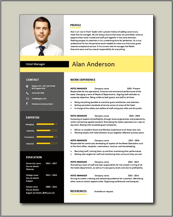 Resume Examples For Hotel Industry