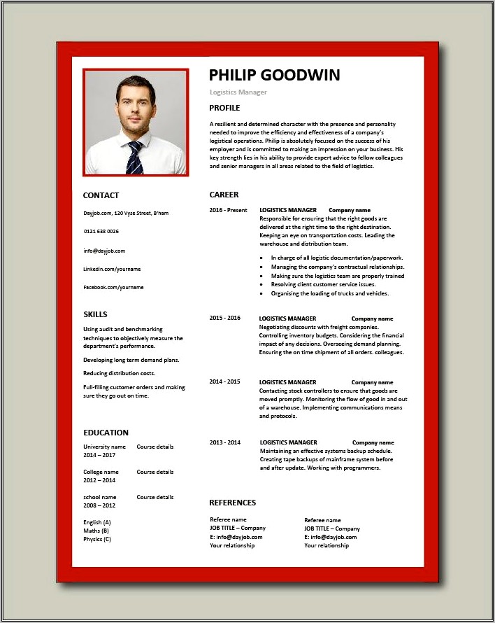 Resume Examples For Logistics Manager