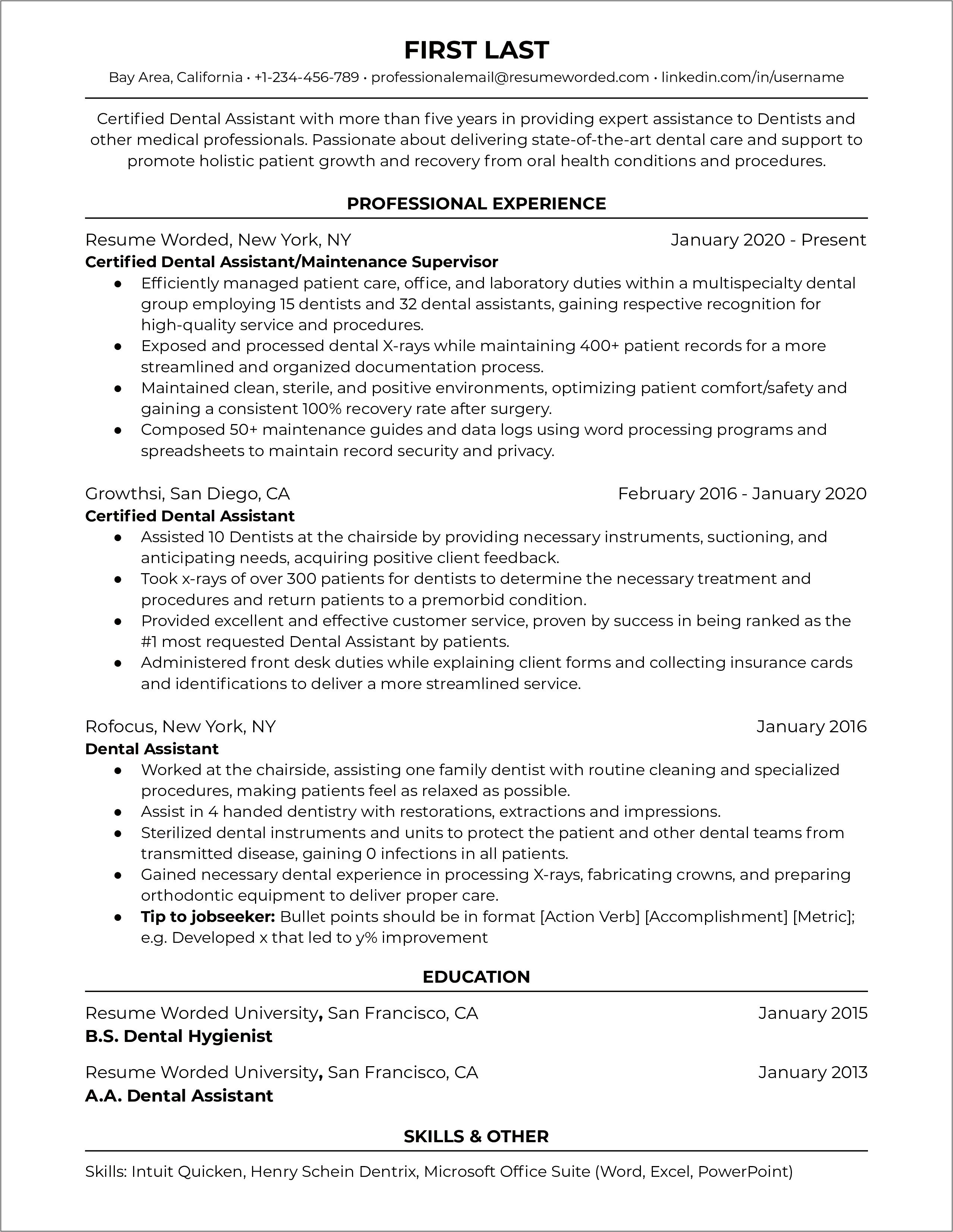 Resume Examples For Medical Professionals