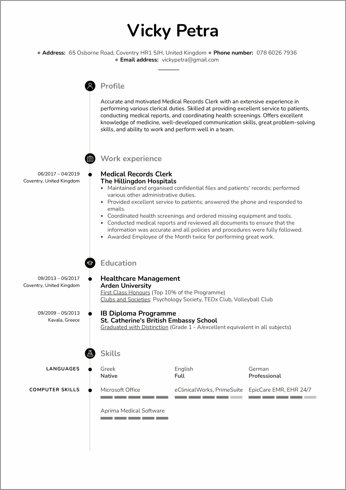 Resume Examples For Medical Records
