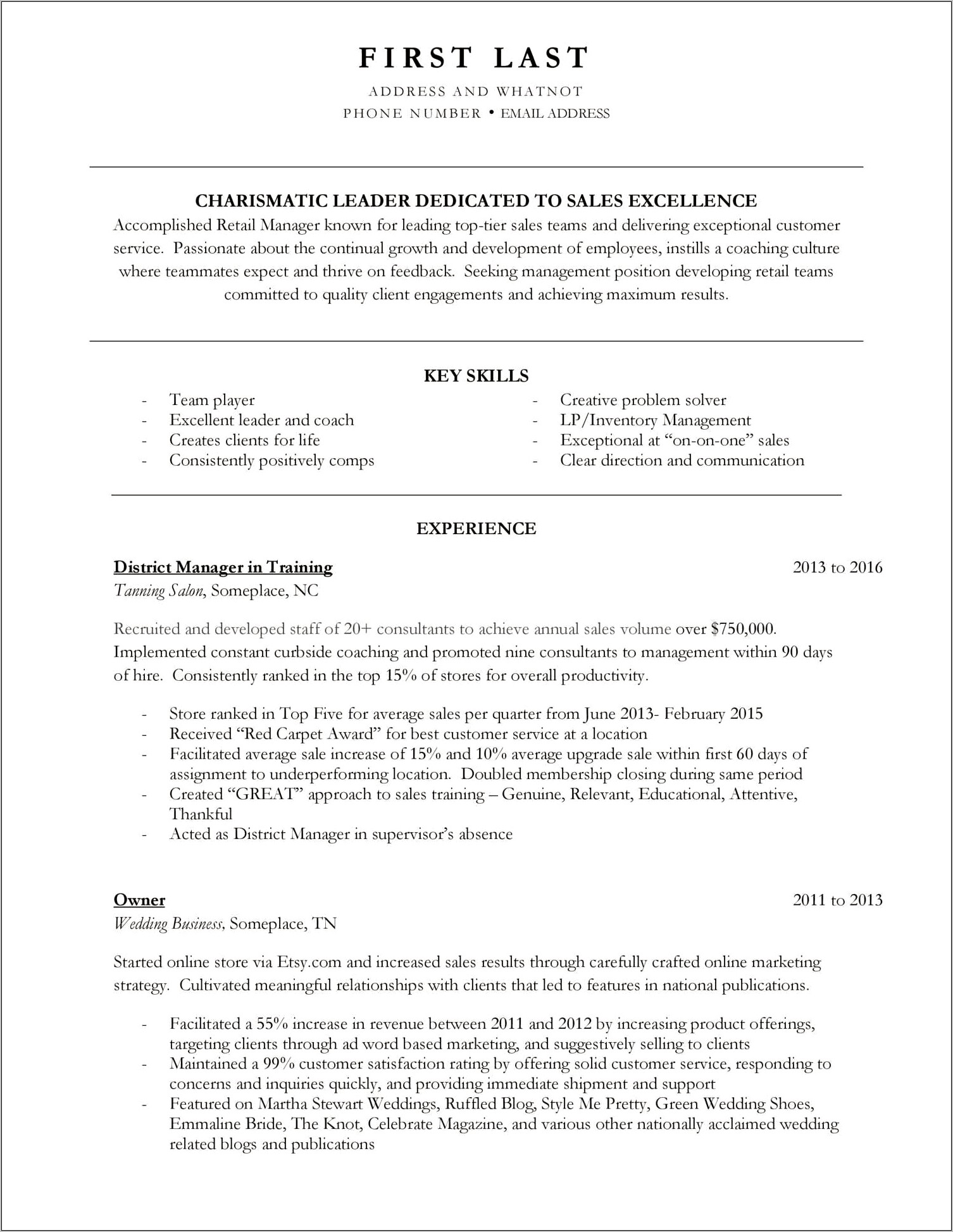 Resume Examples For Tanning Salons