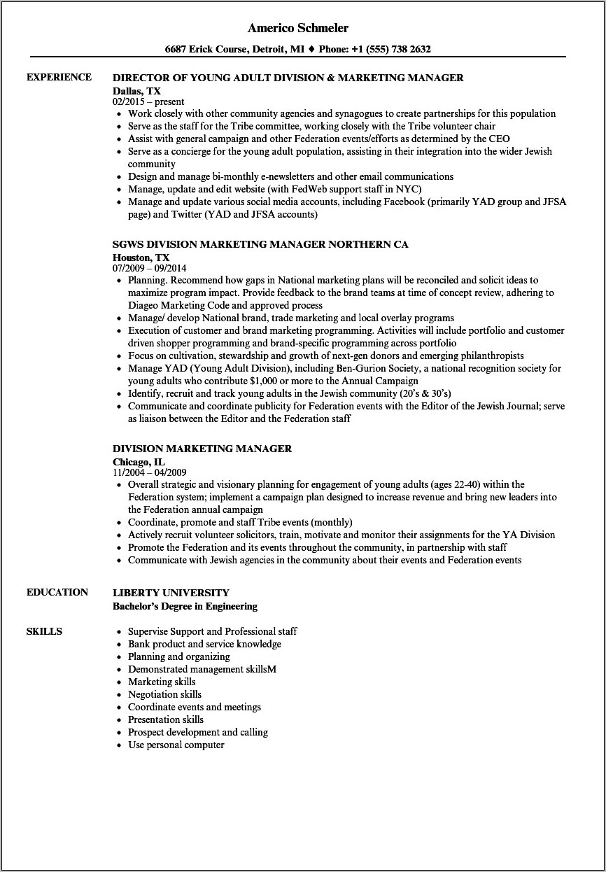 Resume Examples For Young Professionals