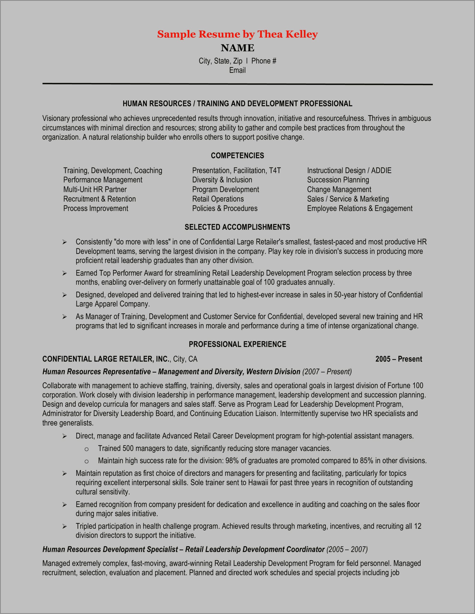 Resume Examples Human Resources Assistant