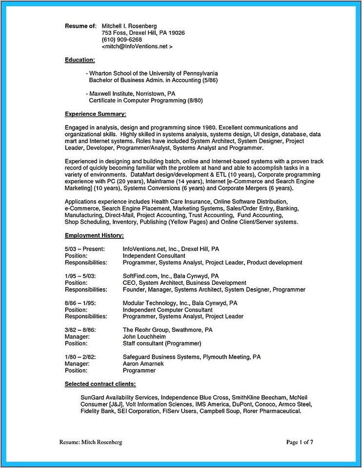 Resume Examples Pharmaceutical Project Leader