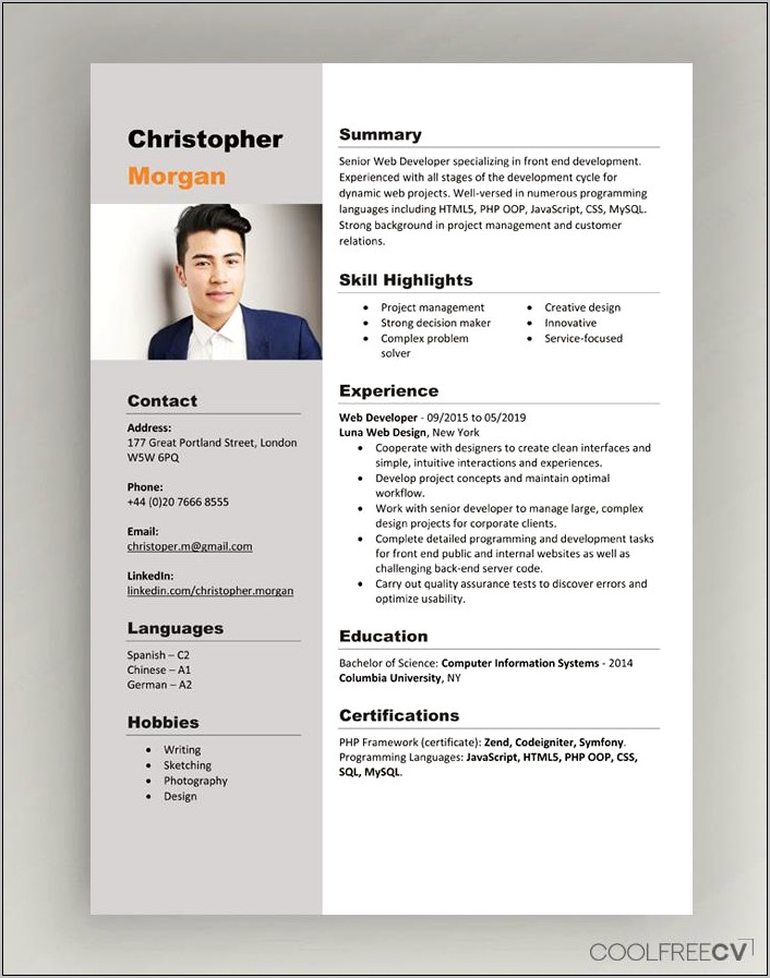 Resume Examples With Professional Photos