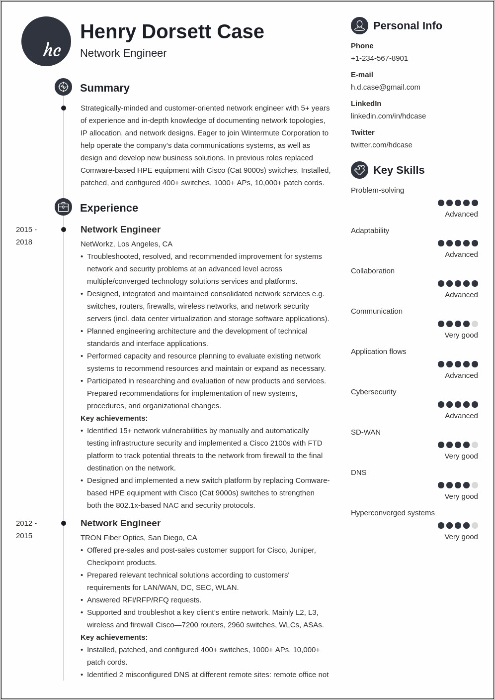 Resume Experience Examples Networking Engineer
