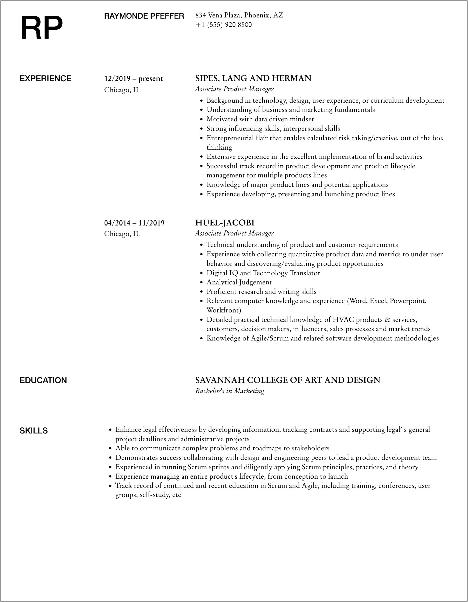 Resume For Assistant Product Manager