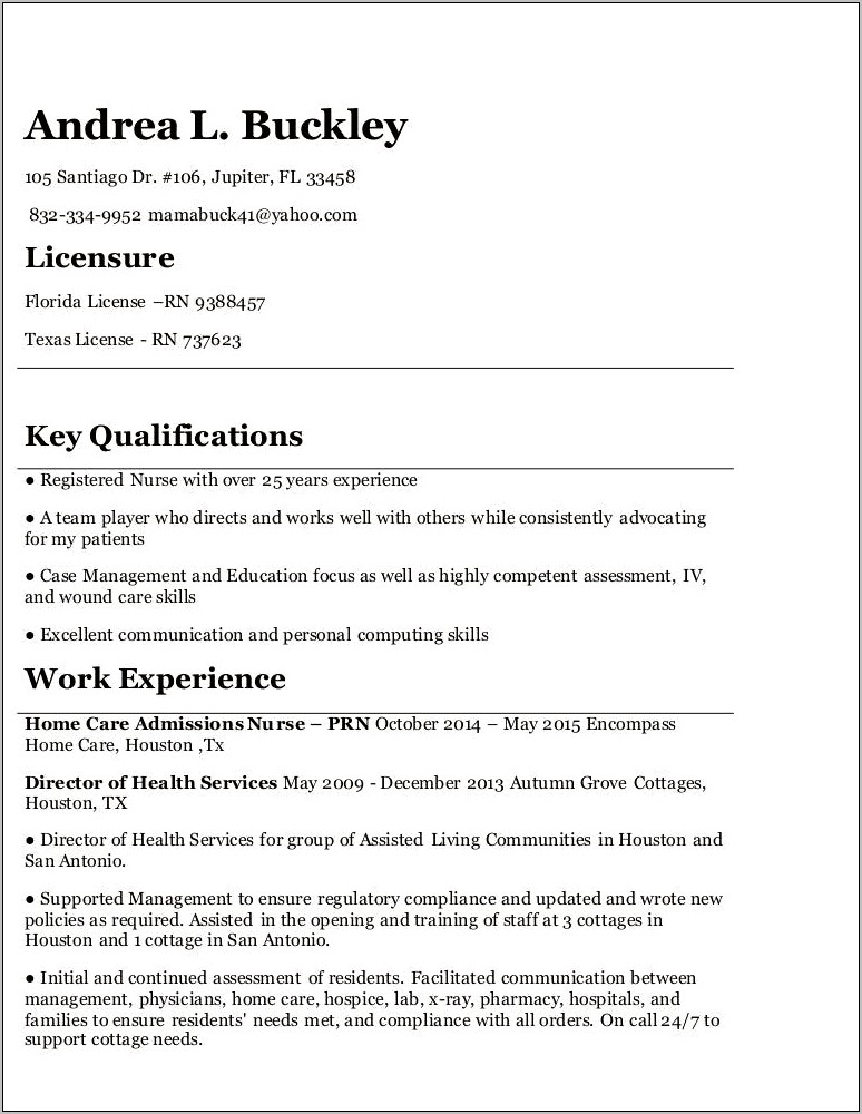 Resume For Case Manager Nurse