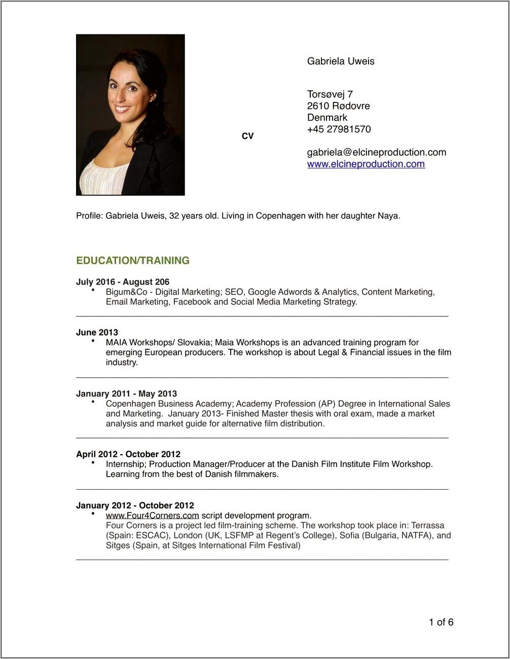 Resume For Commercial Production Manager