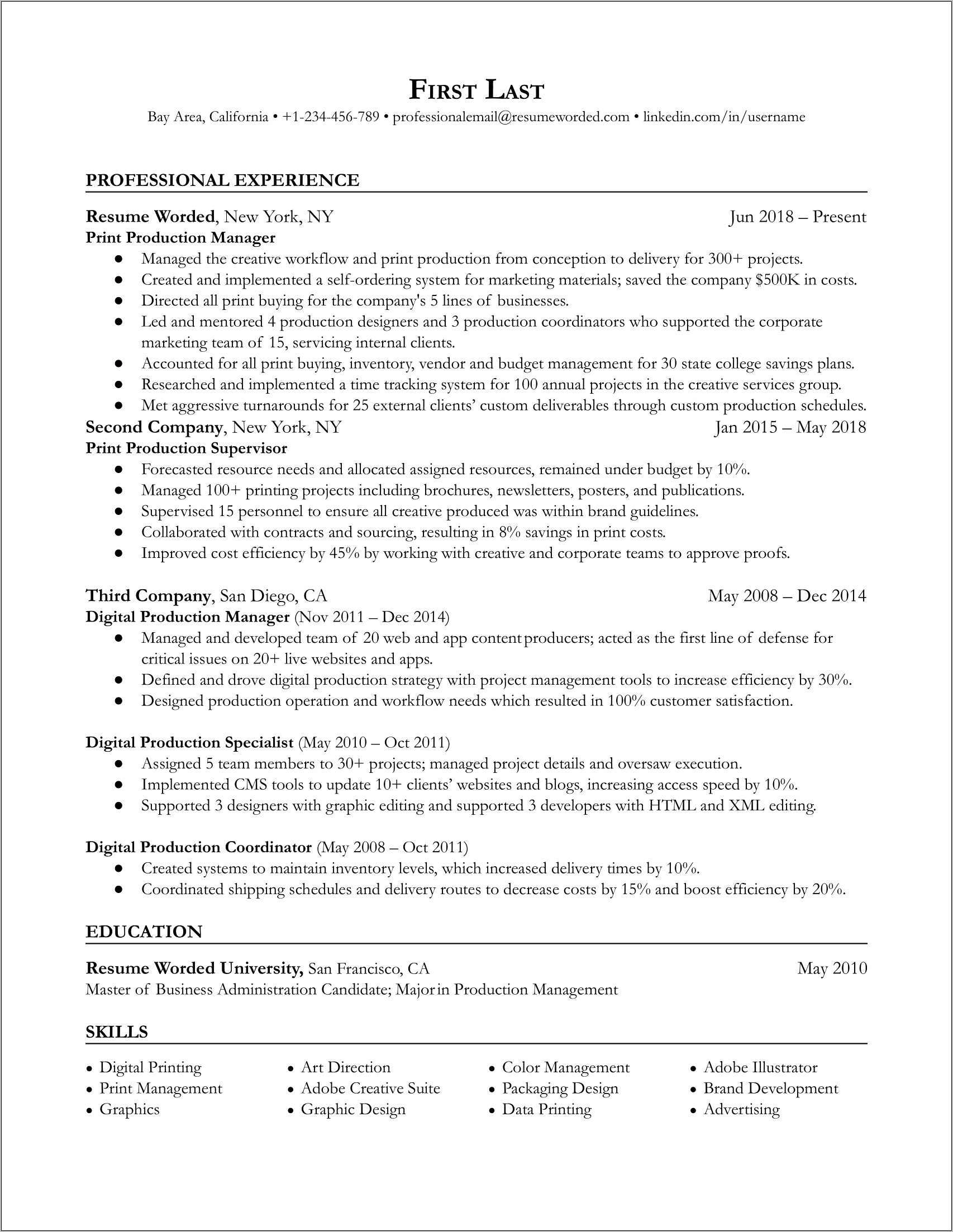 Resume For General Manager Manufacturing