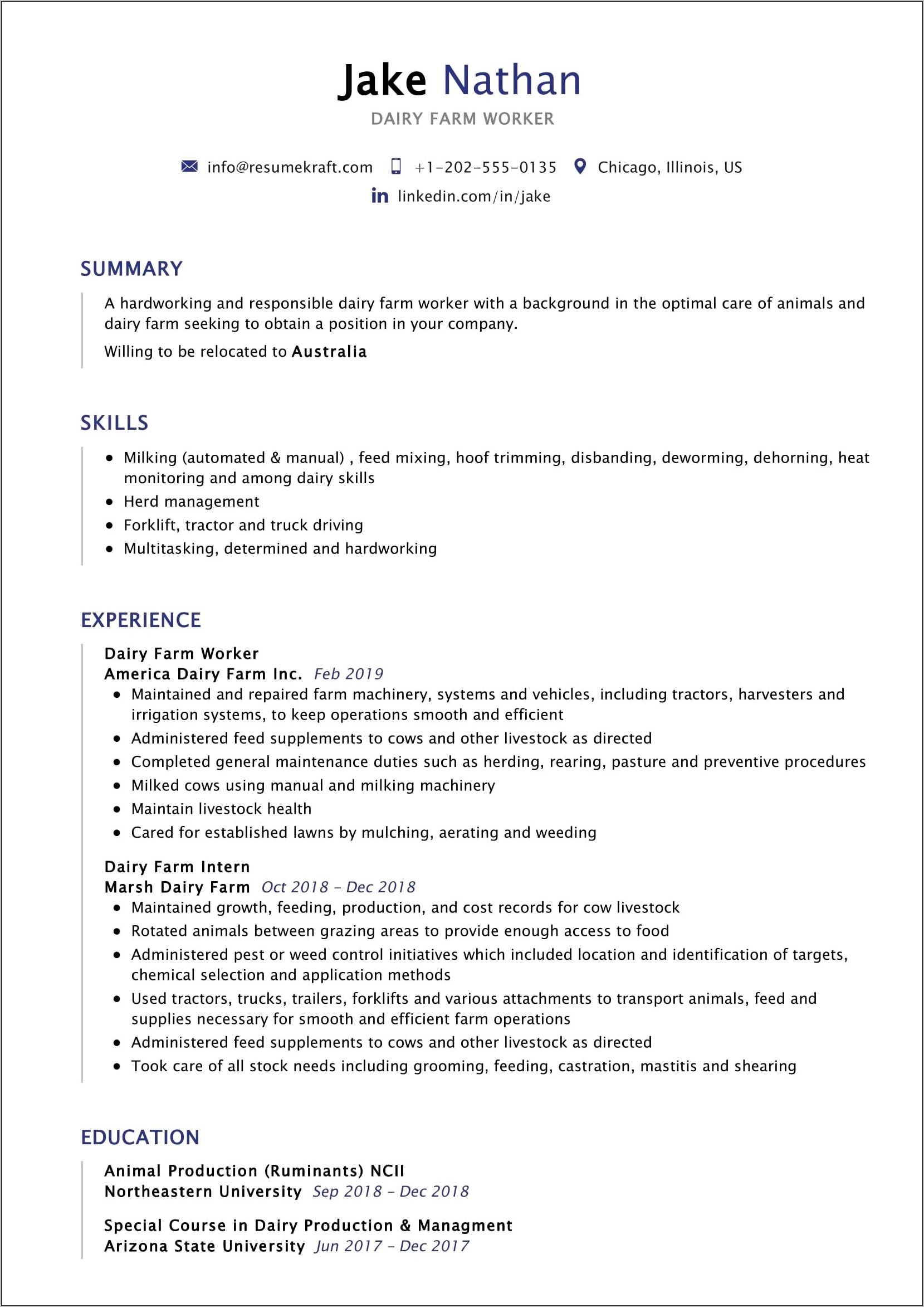 Resume For Job In Australia
