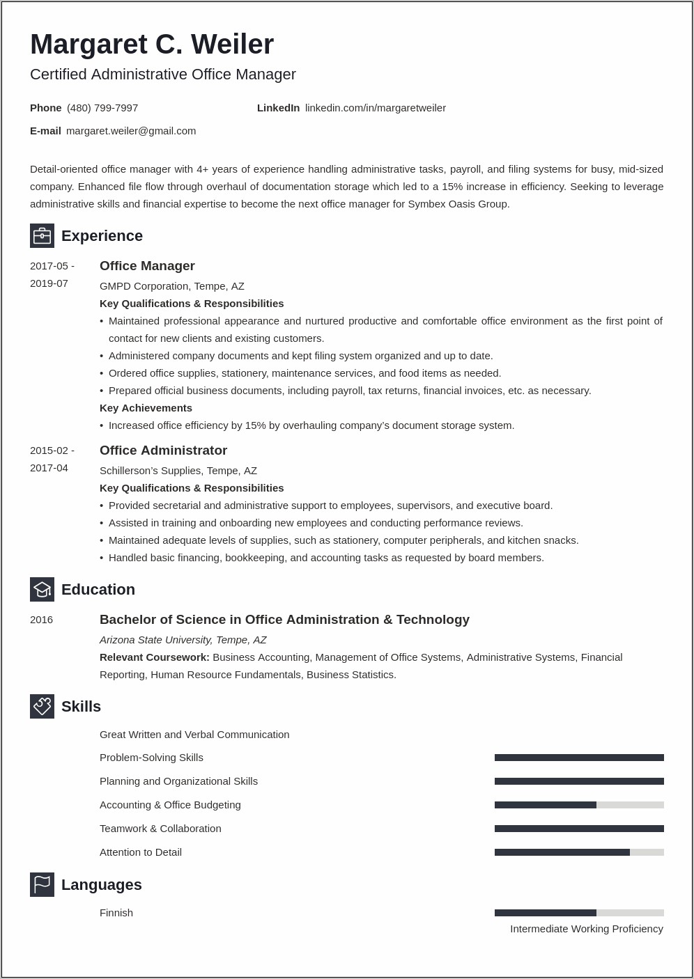 Resume For Office Manager Objective