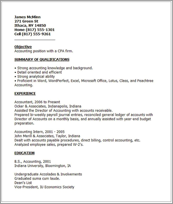 Resume For Professional Jobs Examples