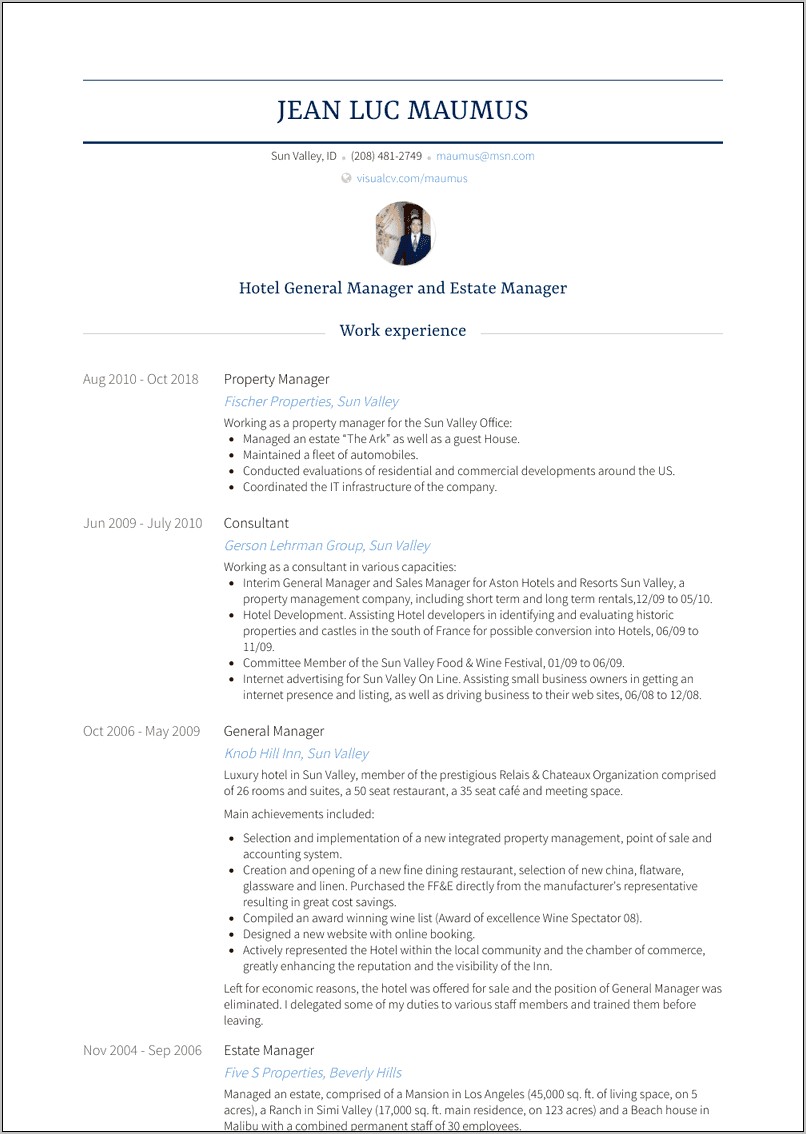 Resume For Property Manager Content