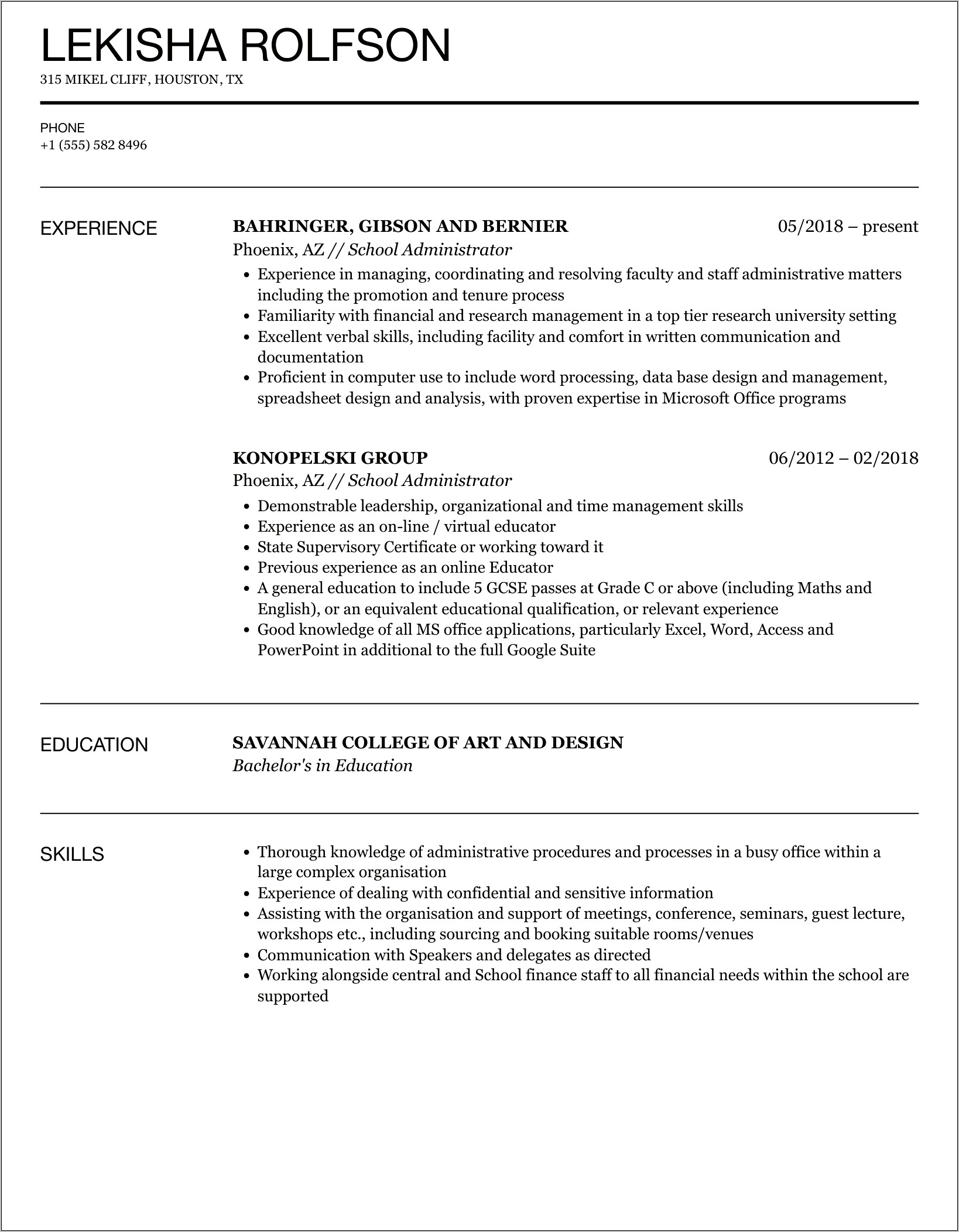 Resume For School Office Job