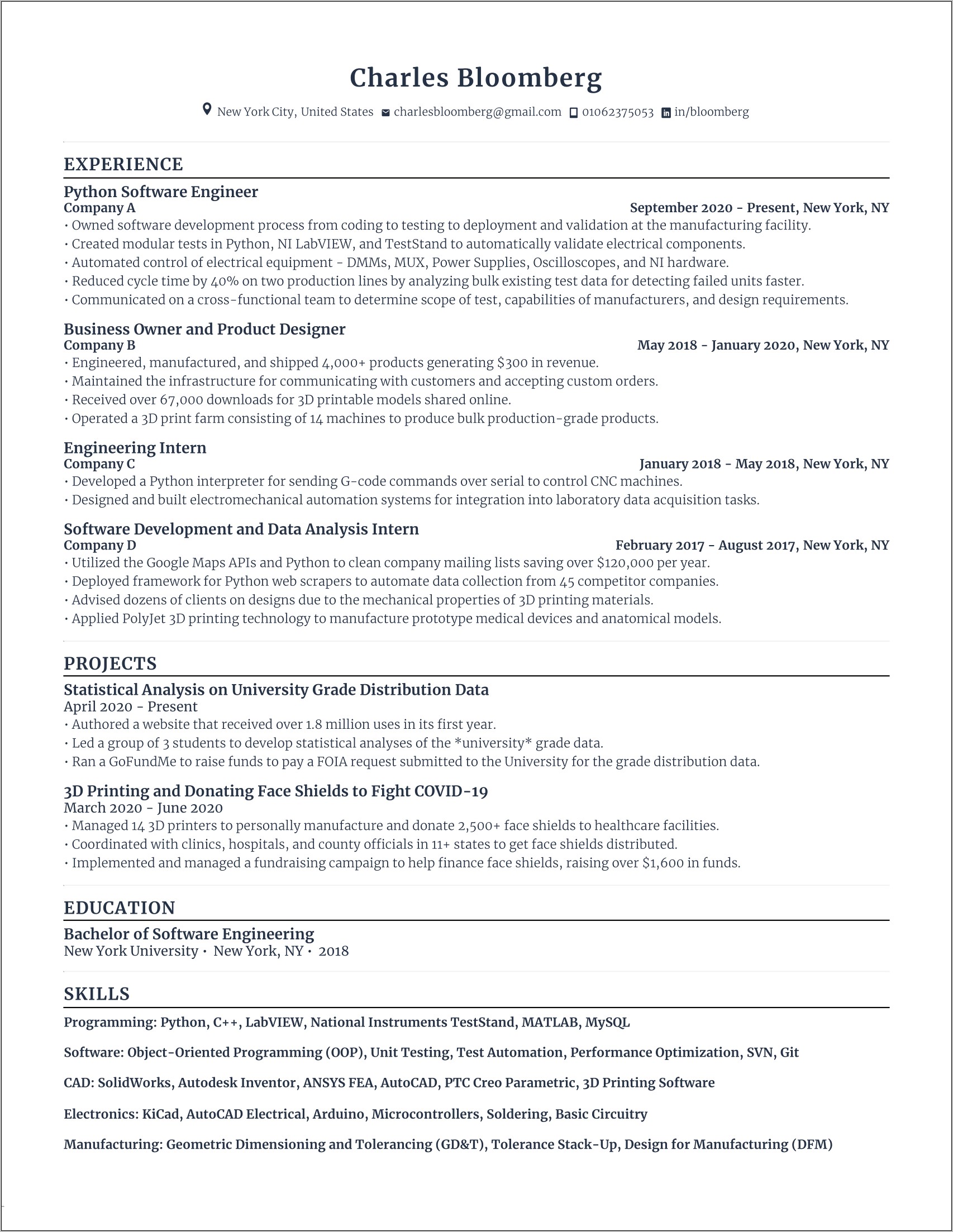 Resume For Software Developer Job