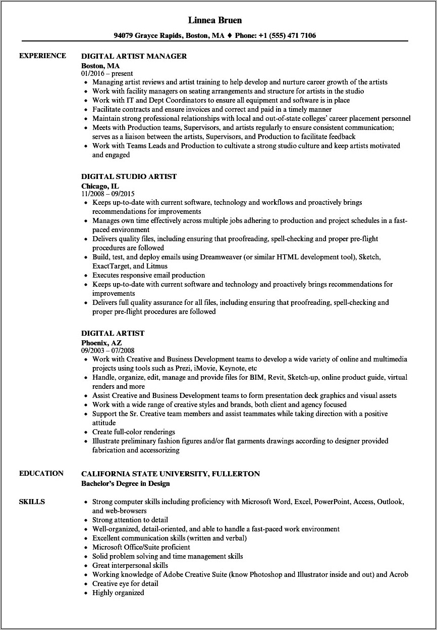 Resume For Strong Computer Skills